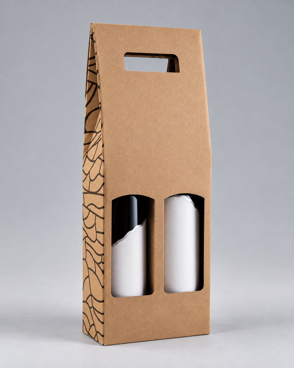 Two-Bottle Wine Gift Box — A Kraft Carrier Designed to Show the Label