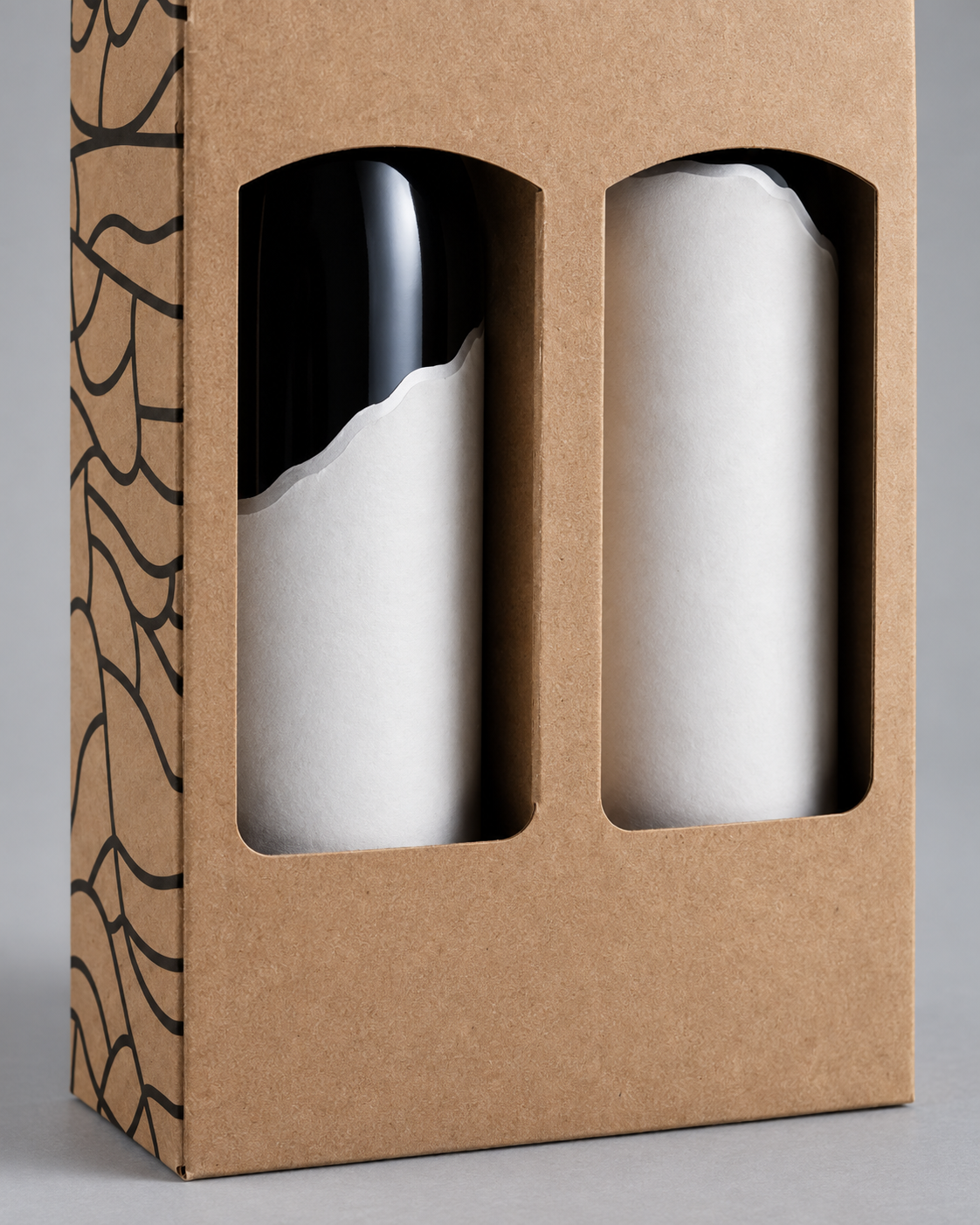 Two-Bottle Wine Gift Box — A Kraft Carrier Designed to Show the Label