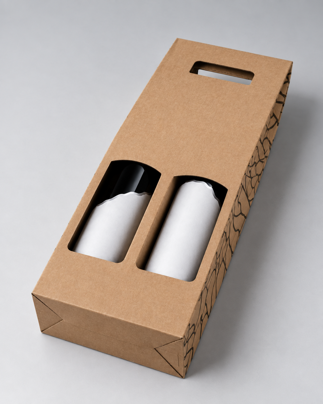 Two-Bottle Wine Gift Box — A Kraft Carrier Designed to Show the Label